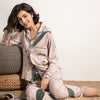 Starry Sky And Floral Printed Women Pajamas Set Comfort Cotton Satin Full Sleeve Homewear Ladies Tender Casual Wear For Spring