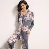 Starry Sky And Floral Printed Women Pajamas Set Comfort Cotton Satin Full Sleeve Homewear Ladies Tender Casual Wear For Spring