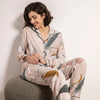 Starry Sky And Floral Printed Women Pajamas Set Comfort Cotton Satin Full Sleeve Homewear Ladies Tender Casual Wear For Spring